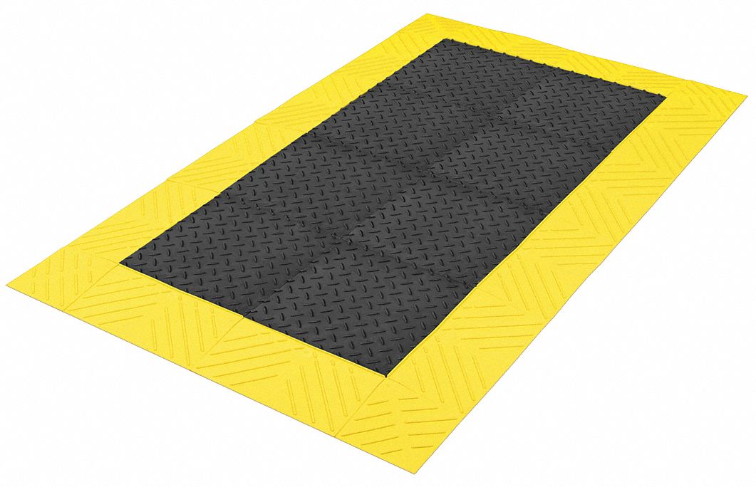 Antifatigue Mat Black YllwBrdr 3ft.x3ft.