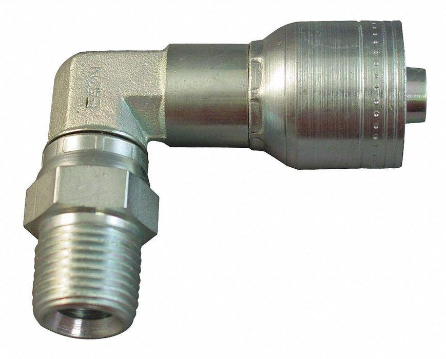 Crimp Fitting 90 Deg 3/8 ID 1/4 MNPTF