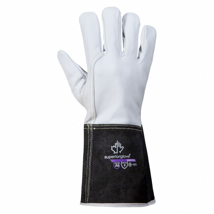 Leather Gloves White Back M PK12