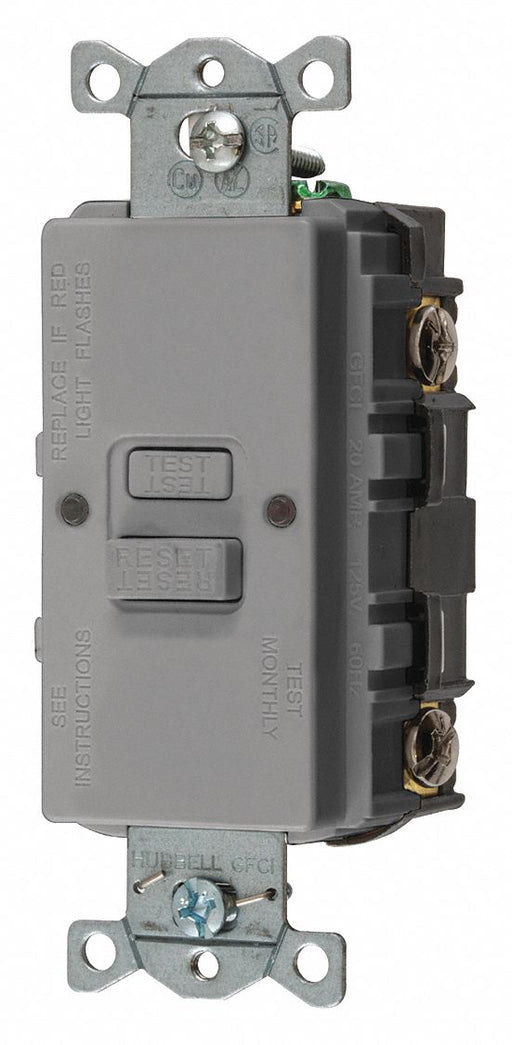GFCI Receptacle Gray Nylon Back