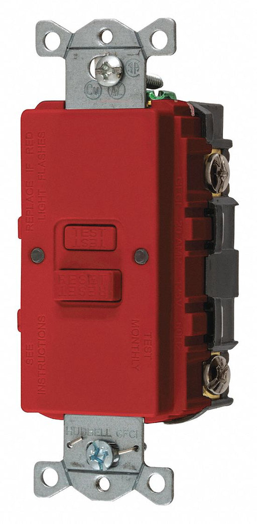 GFCI Receptacle Red Nylon Back