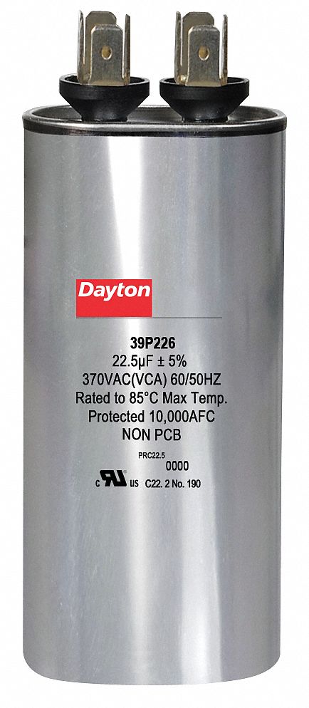 Motor Run Capacitor 22.5 MFD 3 5/8  H