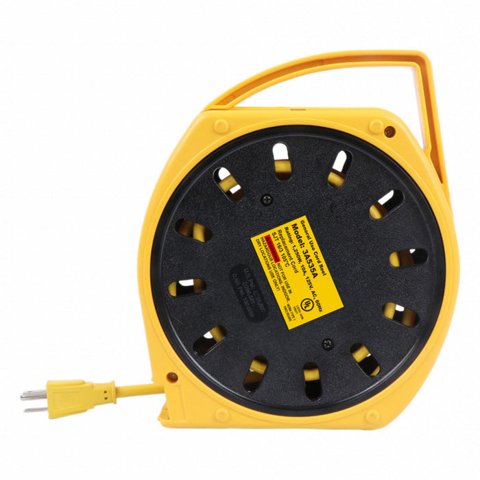 ExtensionCordReel Yellow 25ft 16AWG
