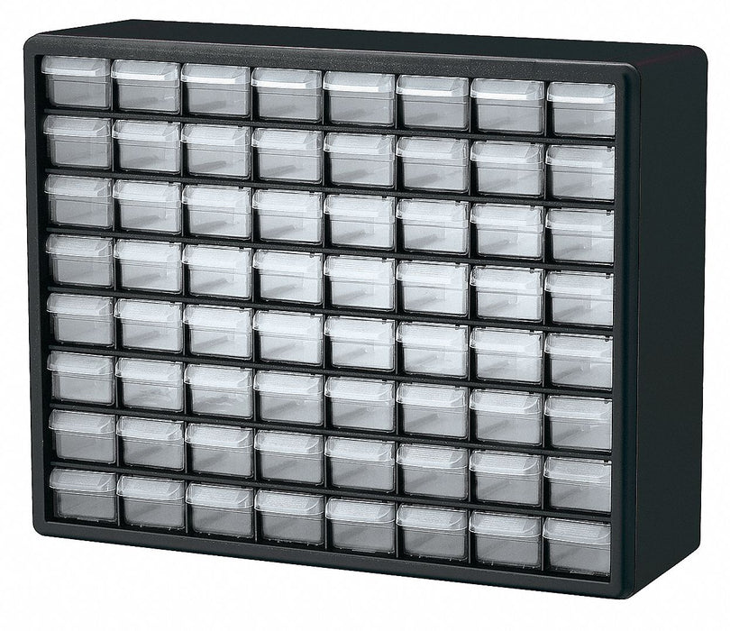 Bin Cab 64ClrDrwr Blk 15.75 H ClearDrwr