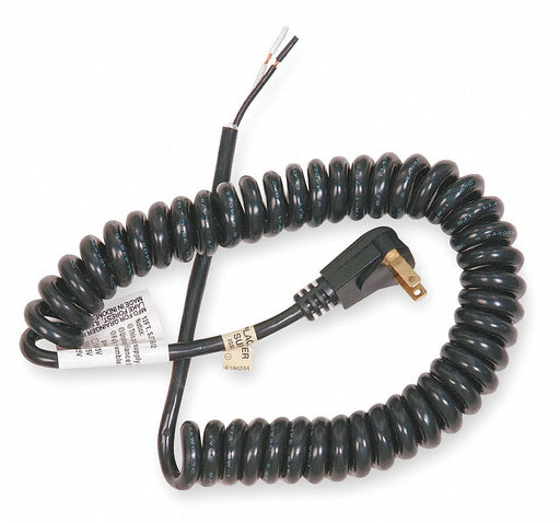 Coiled Power Cord 10 ft Black 16 AWG