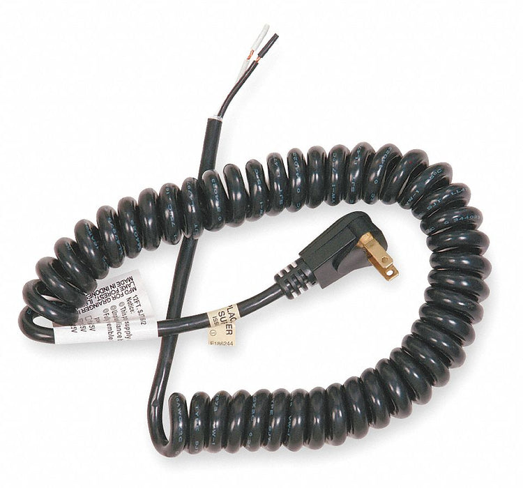 Coiled Power Cord 10 ft Black 16 AWG