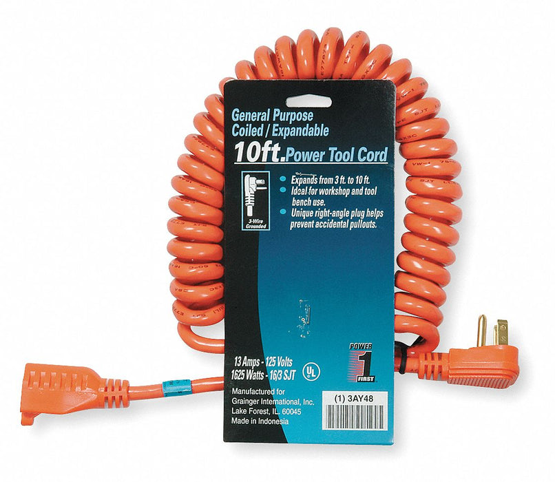 ExtensionCord 10ft Orange 16AWG Coil