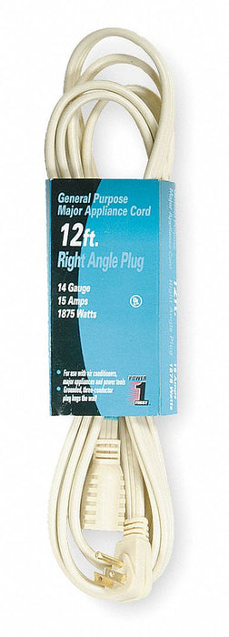 ExtensionCord 12ft Beige 14AWG Flat