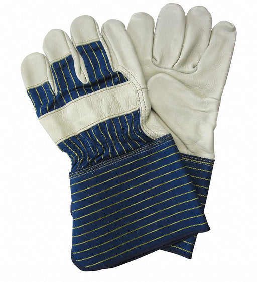 D1576 Leather Gloves Blue/Yellow L PR