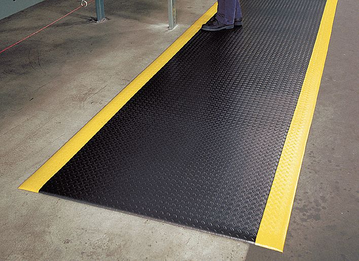 Antifatigue Runner Black YllwBrdr 3x12ft