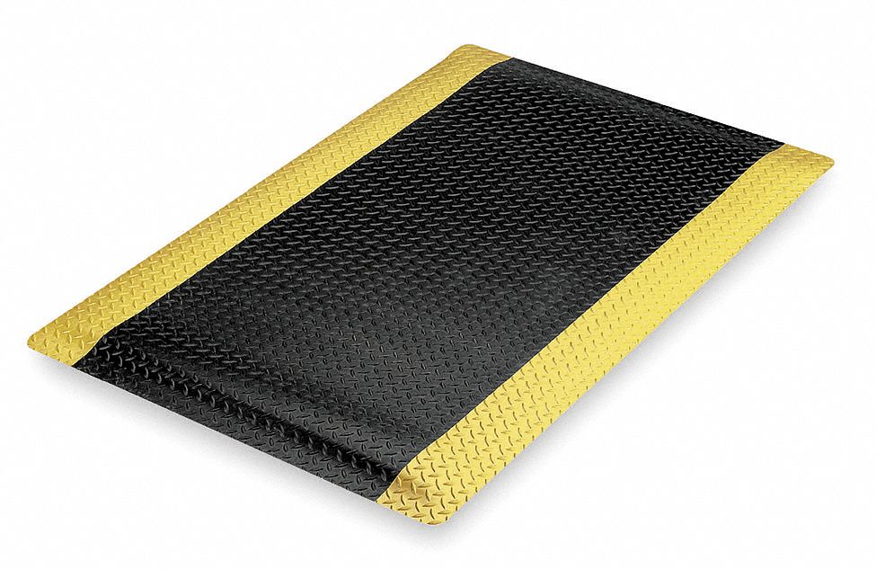 Antifatigue Mat Black YllwBrdr 3ft.x5ft.
