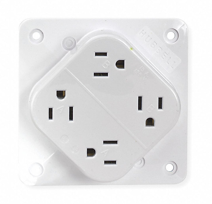 Receptacle White 15 A 2P3W Back 1PK