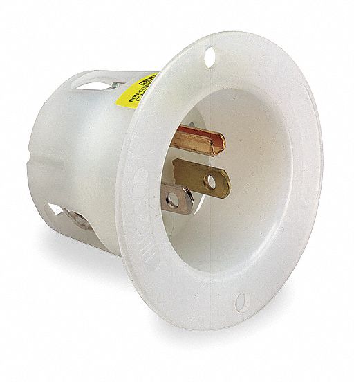 Flanged Inlet White 15 A Round 5-15P