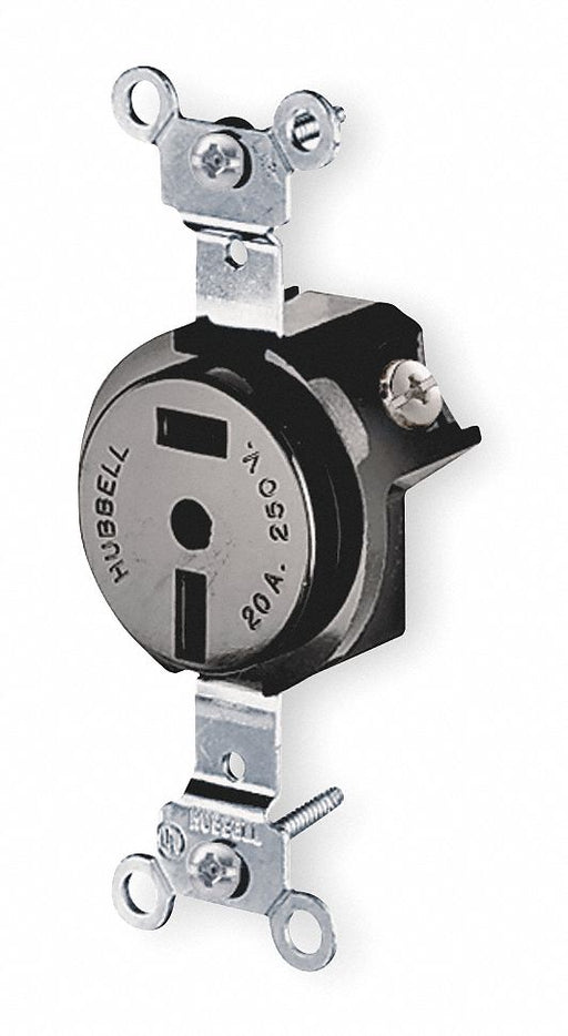Receptacle Black 20 A 2P2W Side 1PK