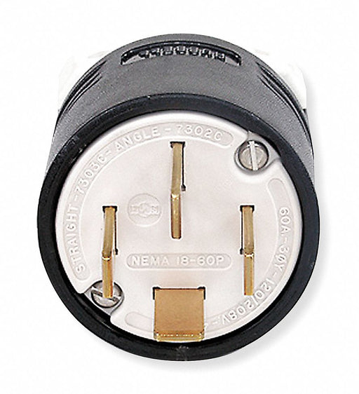 Straight Blade Plug Blk 60 A Stnd 18-60P
