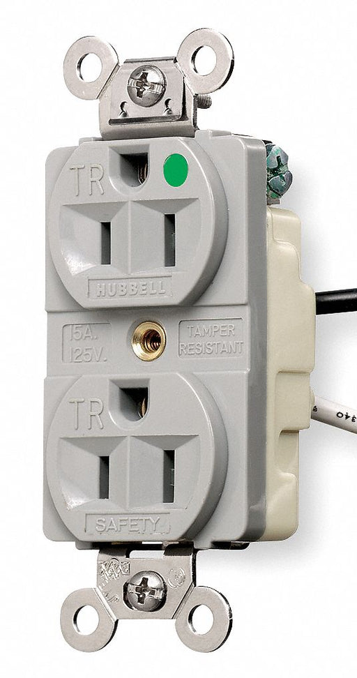 Receptacle Gray 15 A 2P3W Back Side 1PK