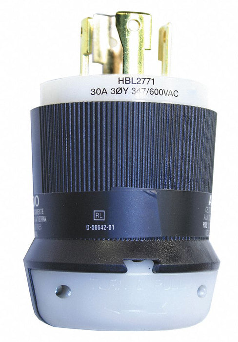 Lockng Plug Strt 30 A Blk Wht Nyl 4Blds