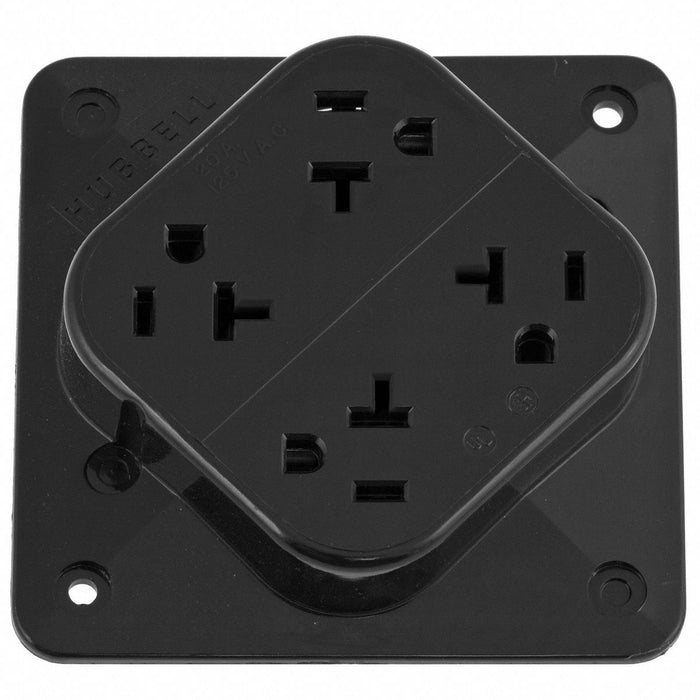 Receptacle Black 20 A 2P3W Back 1PK