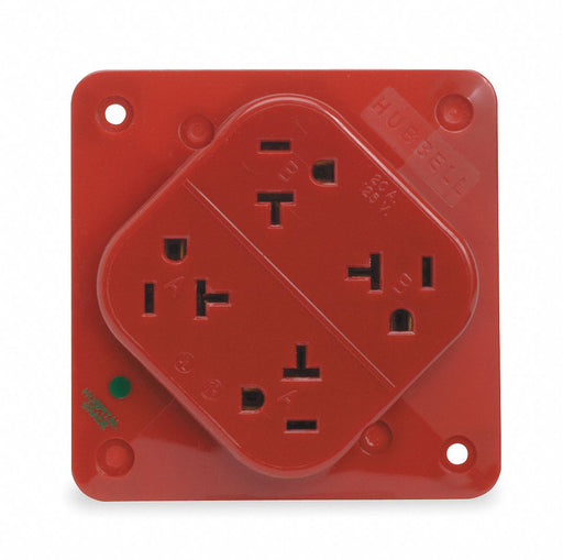 Receptacle Red 20 A 2P3W Back 1PK