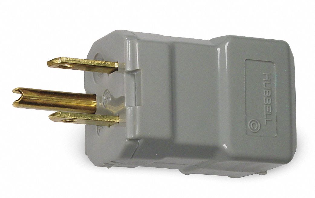 Straight Blade Plug Gray 15 A Hng 5-15P