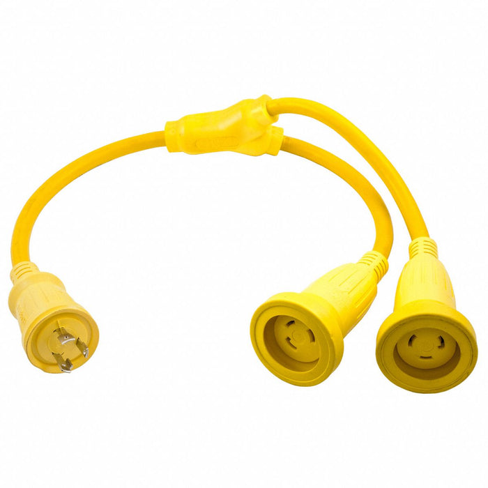 Marine Adapter 3 ft Yellow 2 Outlet