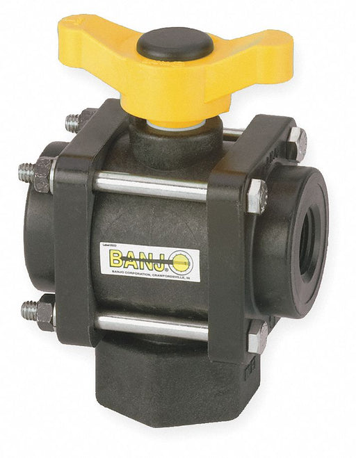 Manual 3-Way Ball Valve 3/4 Polypro