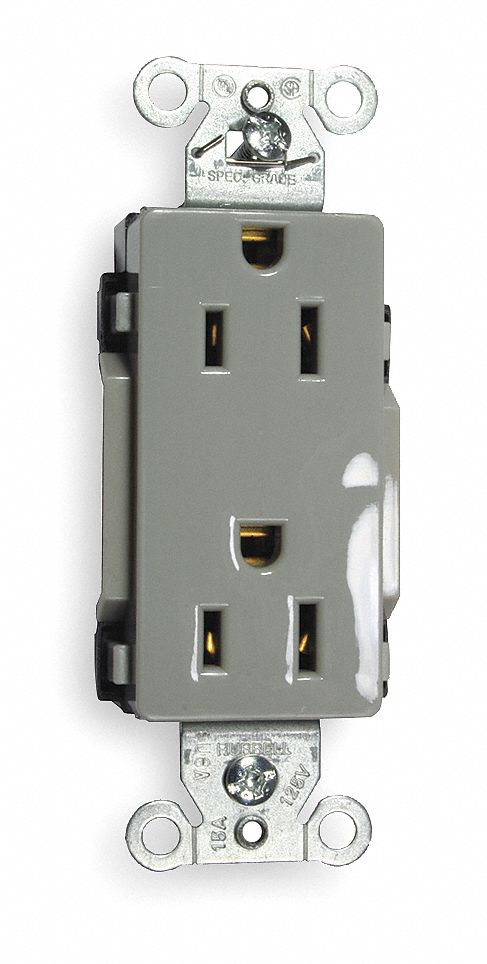 Receptacle Gray 15 A 2P3W Back Side 1PK