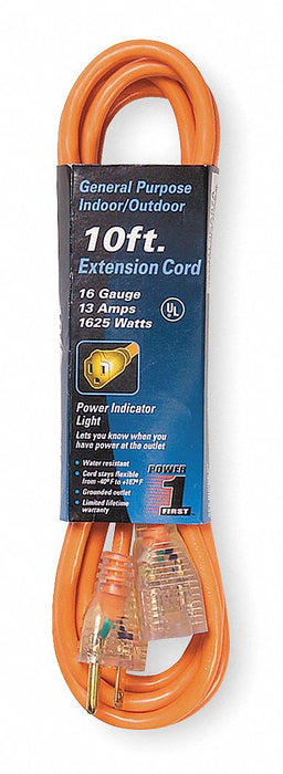 ExtensionCord 10ft Orange 16AWG Round