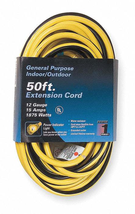 Ltd Ext Crd 50ft 12Ga 15A SJTW Yel/Blk