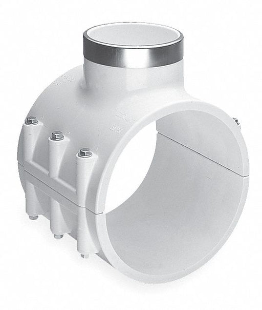PVC SaddleClampTee 3inNPT 3in 1/2inNPT