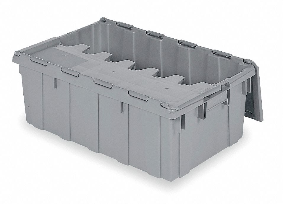 AttachedLidTote 27inL 17inW Gray