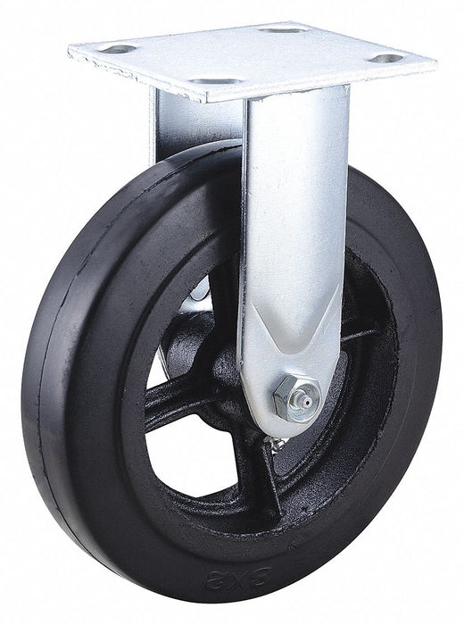 Plate Caster Rigid Rubber 9 1/2 H