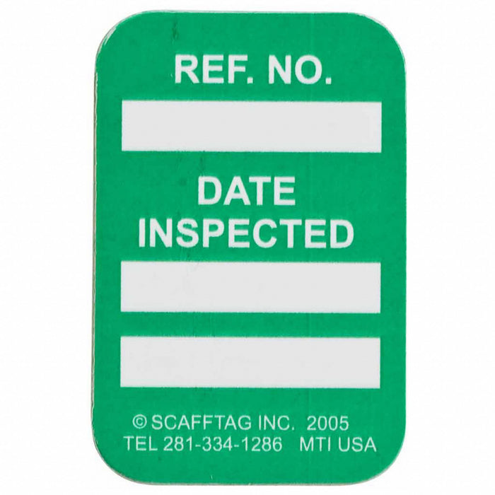 Tag White/Green 1-3/4inH 1-1/4inW PK100