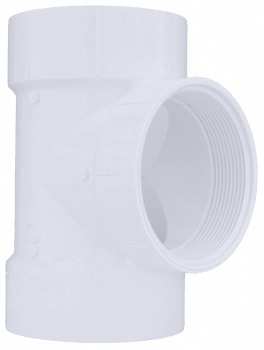 PVC Tee 4 in  4 in Hub 4 in NPT