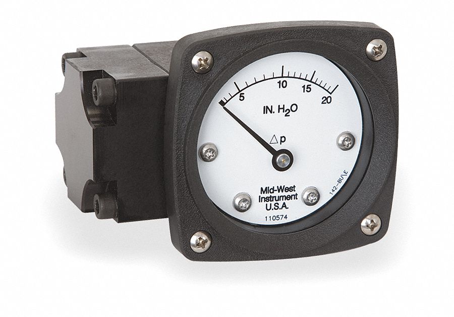 Pressure Gauge 0 to 20 In H2O