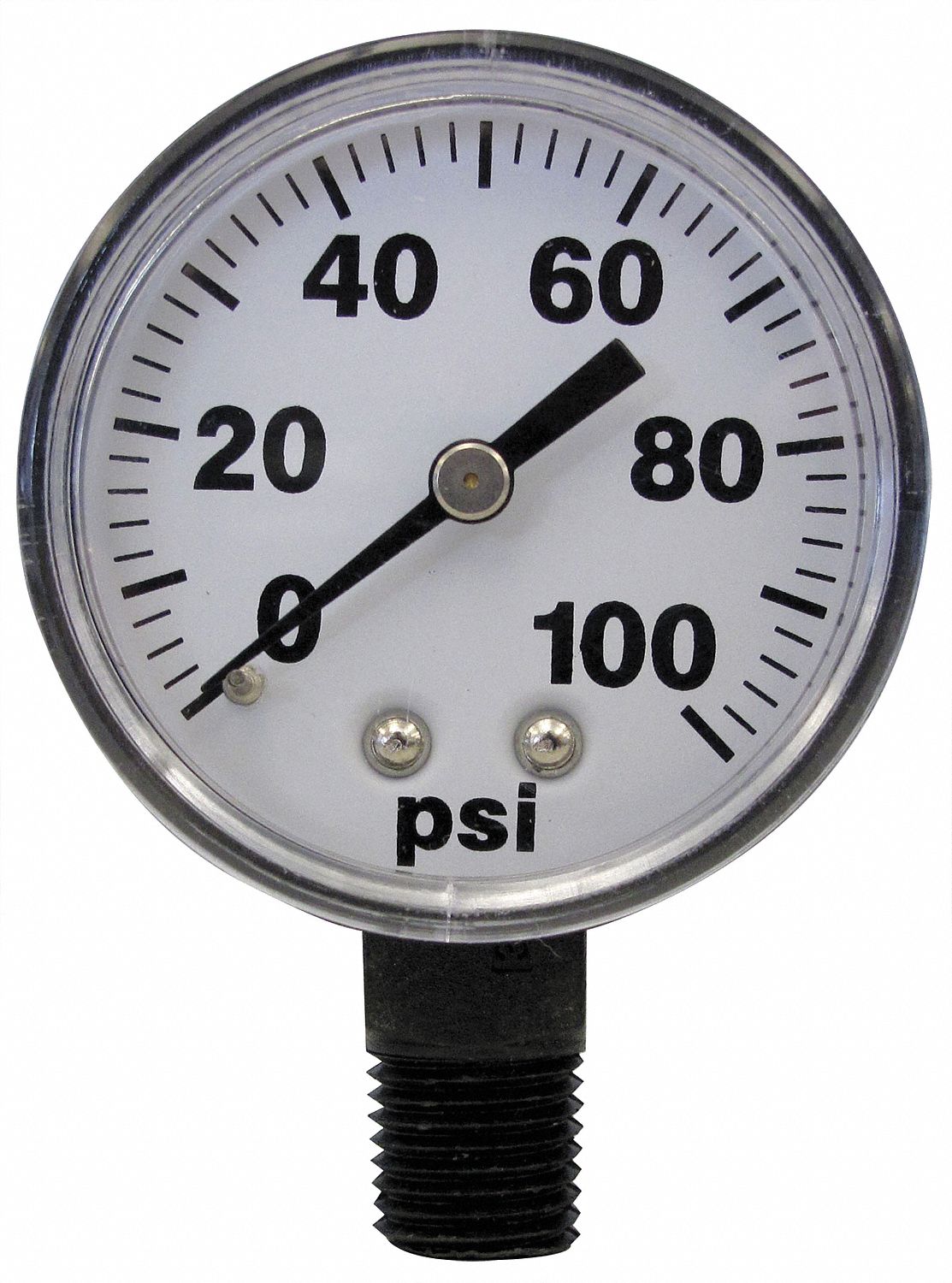 Pressure Gauge 0 to 100 psi 2In 1/4In