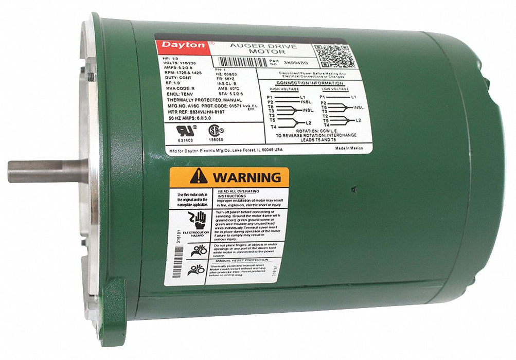 Auger Drive Motor 56YZ 1/3 hp