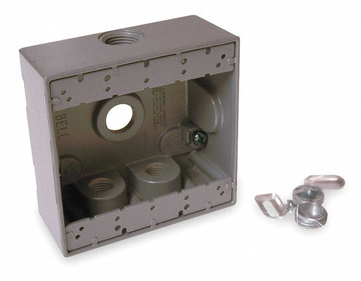 Weatherproof Box 2Gang 4Inlet 3/4 Hub