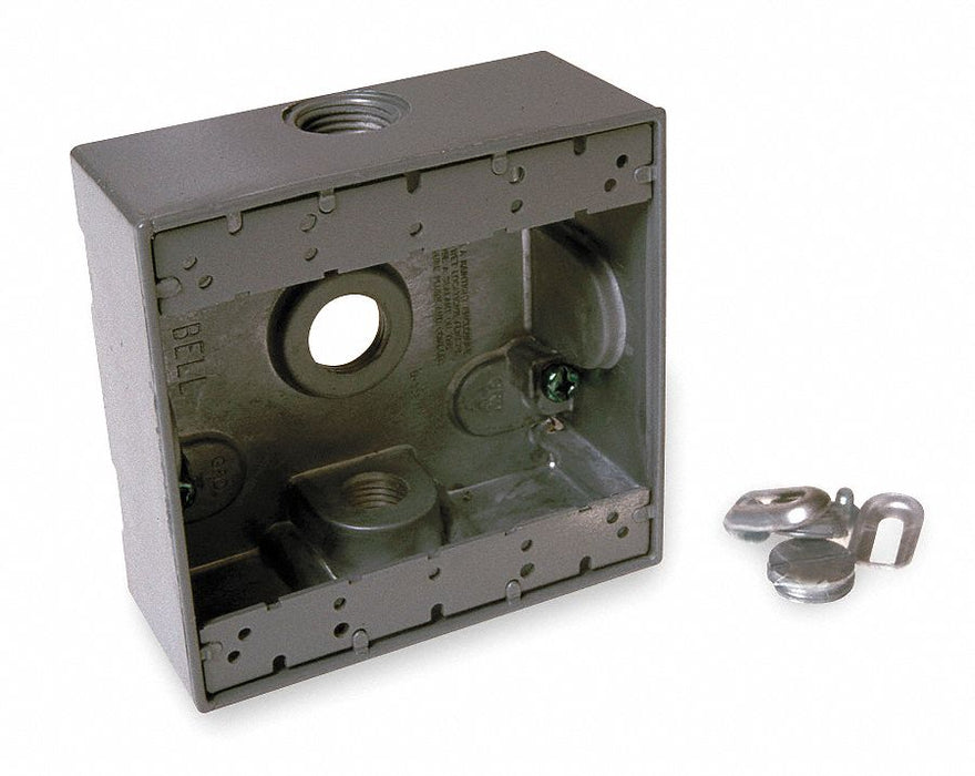 Weatherproof Box 2Gang 3Inlet Alum