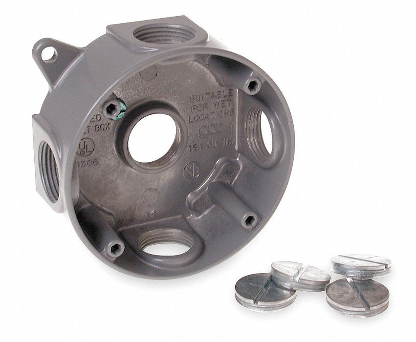 Weatherproof Box 1Gang 5Inlet Alum