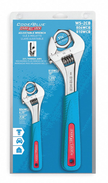 Adj. Wrench Set Steel Chrm 6-1/4 to 10 
