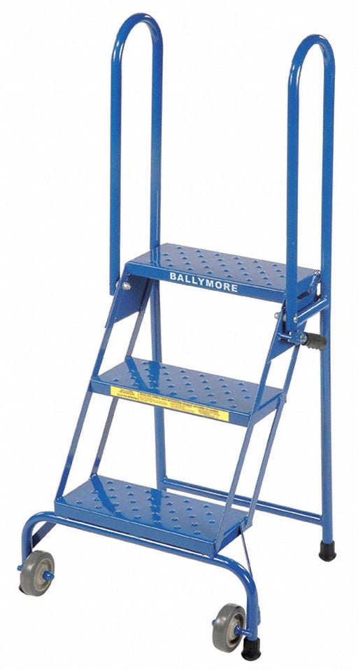 Folding Rolling Ladder Steel 30 In.H