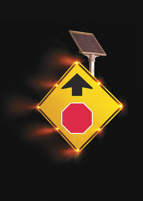 LED Sign Stop Sign Ahead Aluminum 36x36 