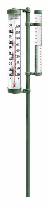 Post Mtd Rain Gauge/Thermometer