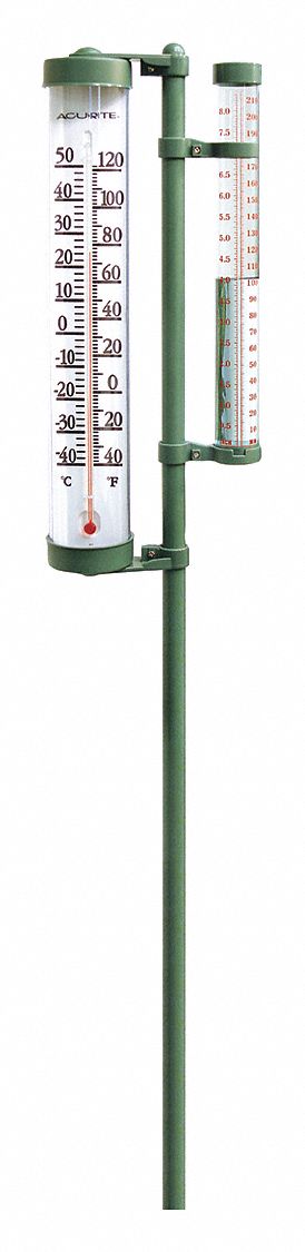 Post Mtd Rain Gauge/Thermometer
