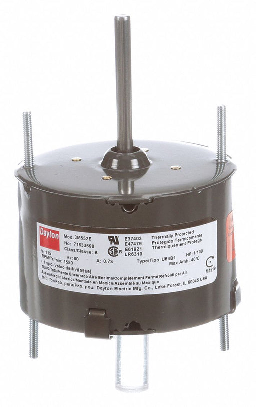 Motor 1/100 HP 1550 rpm 3.3 115V