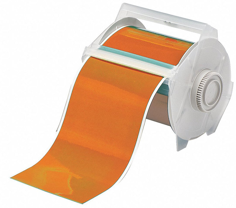 F0283 ContinuousLabelStock Orange Gloss 4inW