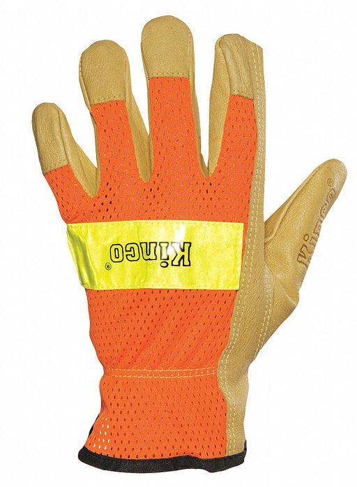 Leather Gloves Shirred Orange L PR
