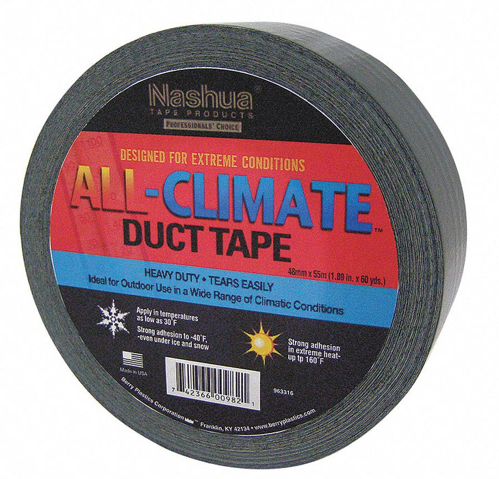 Duct Tape Black 60 yd L 1-7/8 in W