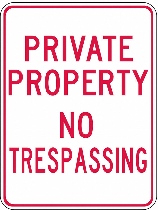 Sign Private Property No Trespass 18X12 